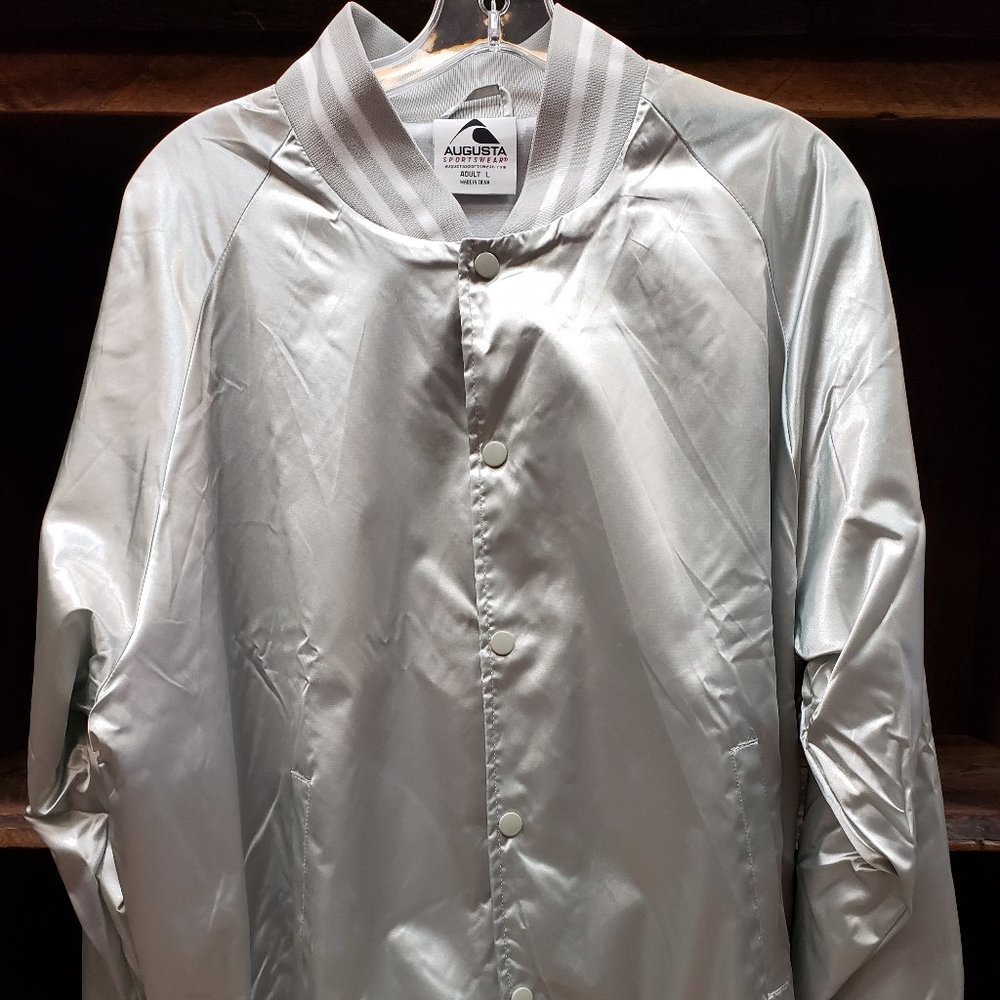 Augusta silver satin track jacket